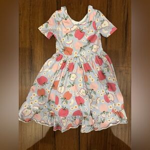 Made by Molly, Peter Pan collar Floral and Apple Print Dress size 8